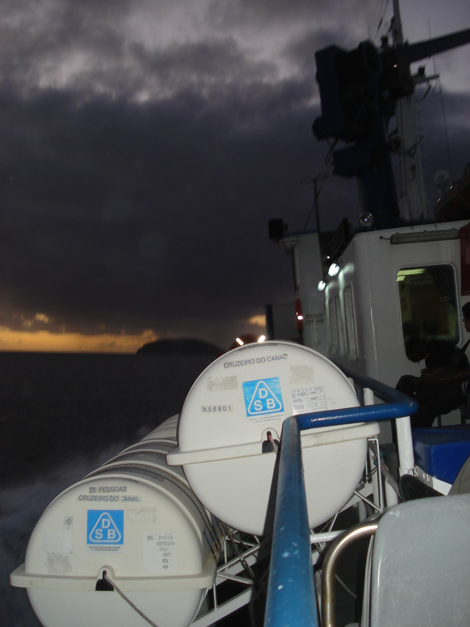 The Faial-Pico channel seen from the water, with Faial's Monte da Guia across it